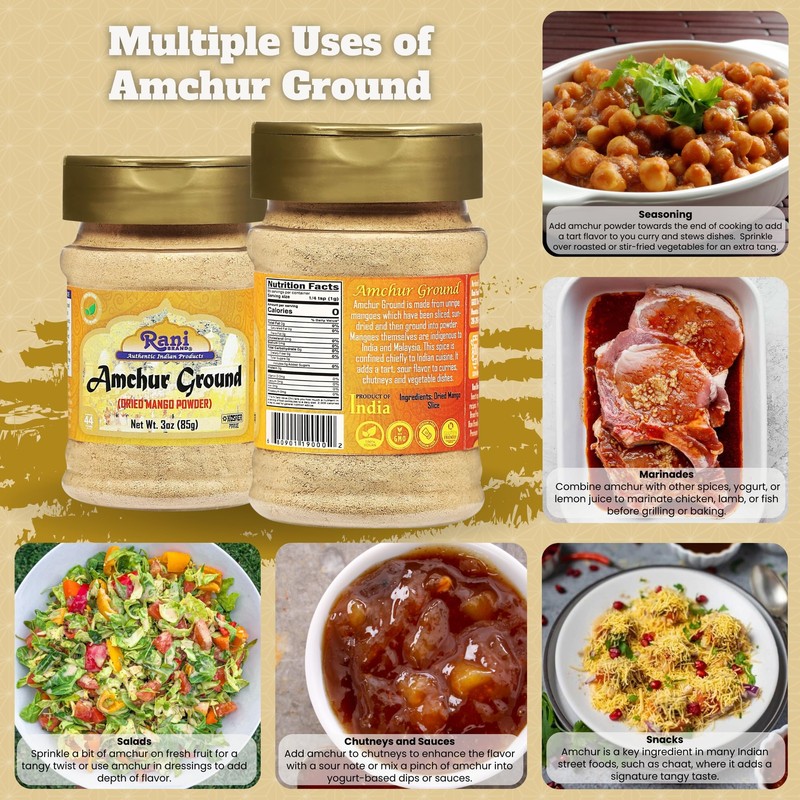 Rani Amchur (Mango) Ground Powder Spice 3oz (85g) PET Jar gallery