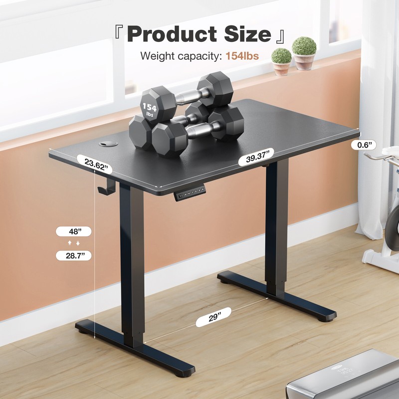 Electric Height Adjustable Standing Computer Desk with Splicing Board, Side Hook gallery
