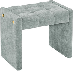 Modern Grid Tufted Vanity Bench Stool, 4.33” Thick Chenille Upholstered Ottoman