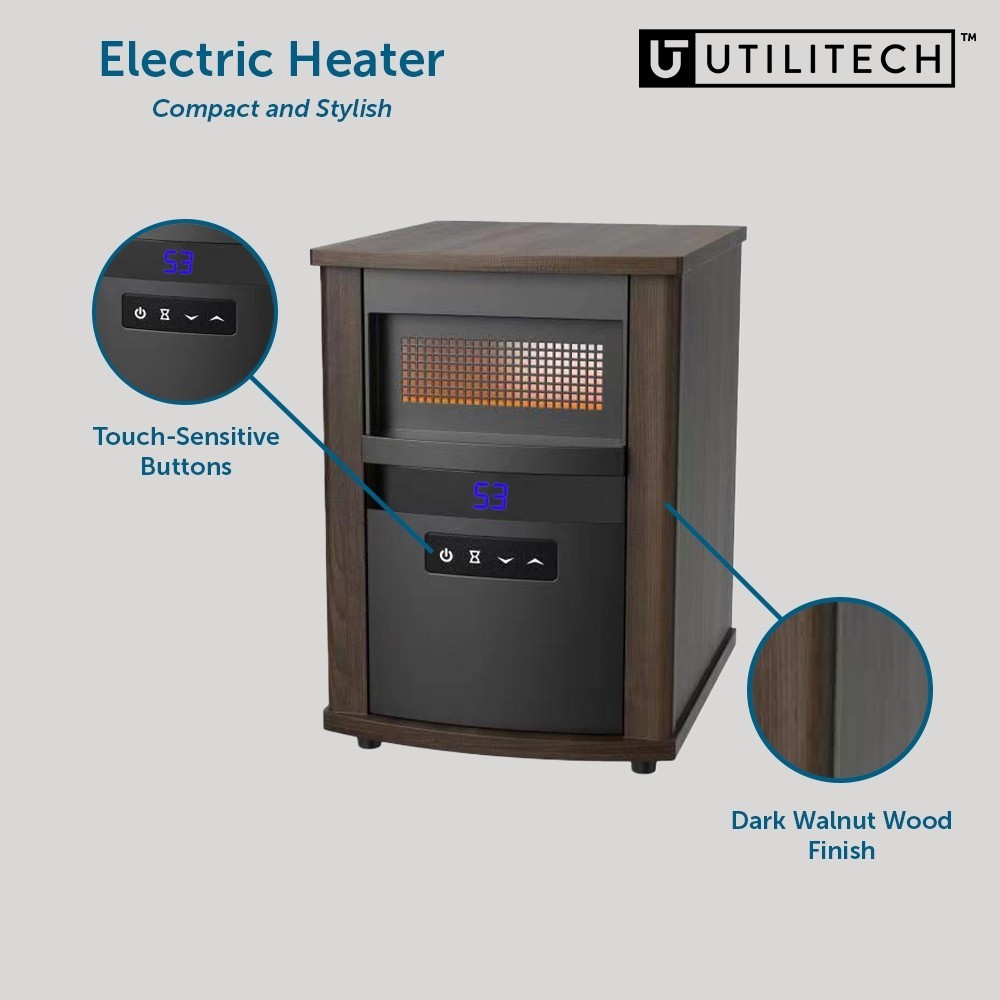 Utilitech Infrared Wood Cabinet Heater Adjustable Thermometer Remote Control gallery