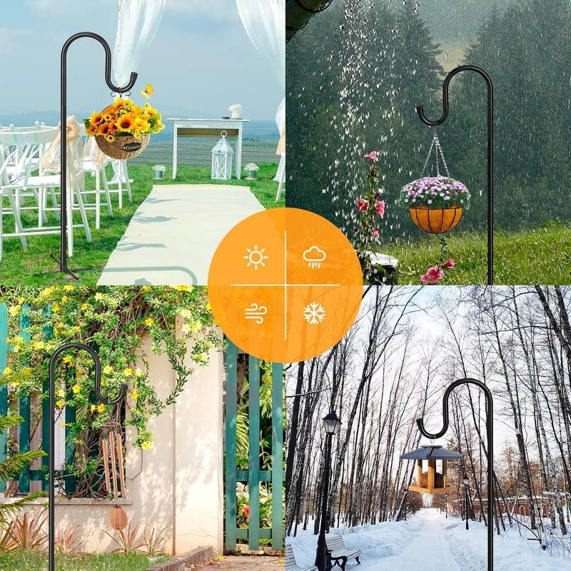 Adjustable Shepards Hooks for Outdoor with 5 Prong Base Shepherds Hooks for O... gallery