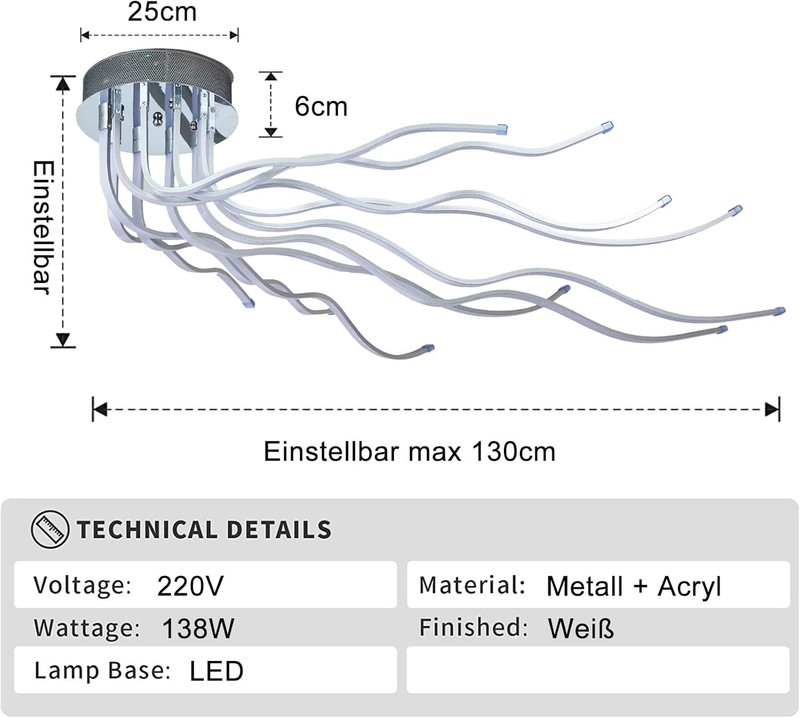 Modern LED Ceiling Lamp,Dimmable Aluminium Chandelier with Remote Control gallery