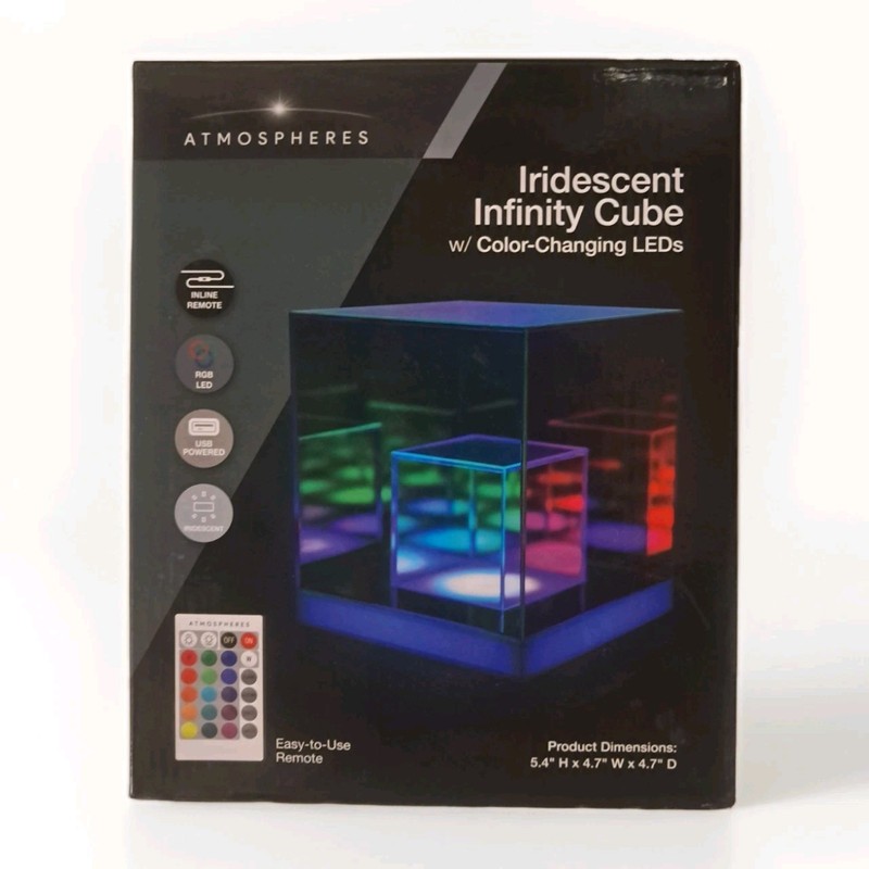 Iridescent Infinity Cube, Atmospheres LED Light Cube, Multi-Color, Remote, NEW gallery