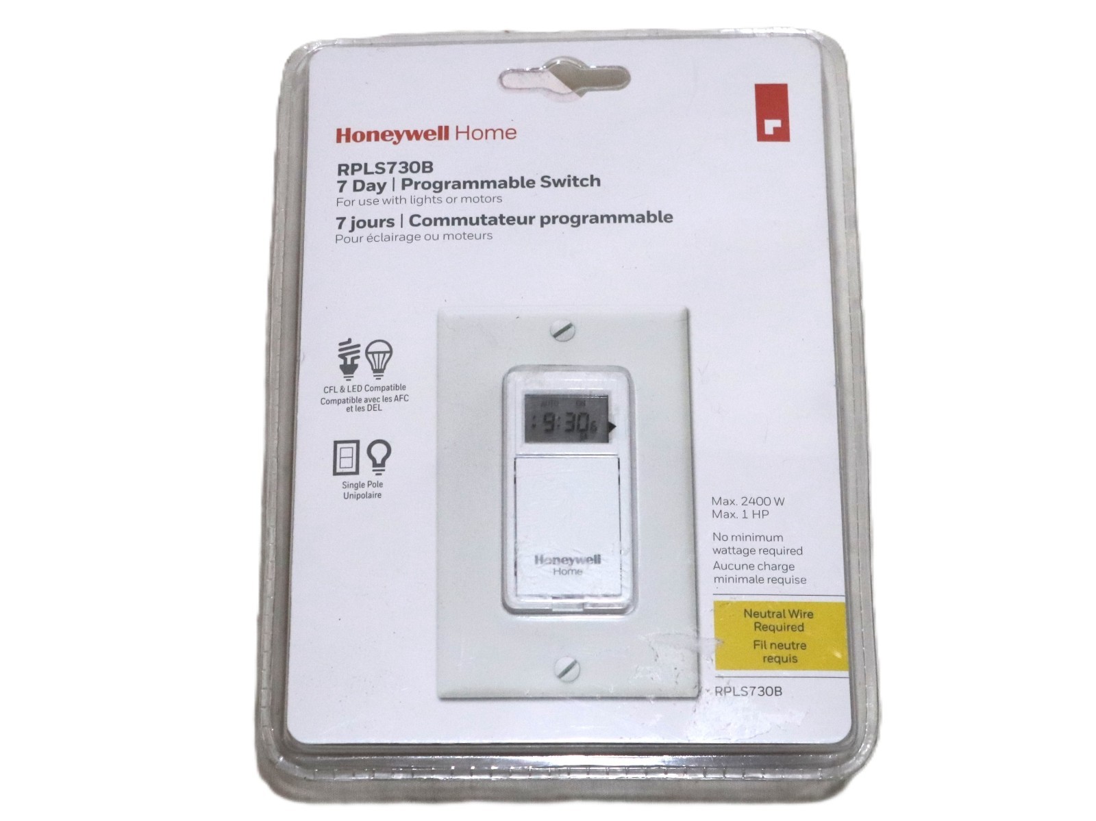 Honeywell PLS730B1003 Programmable Wall Switch 120V, 20A, AC 7 Days EconoSwitch™ gallery