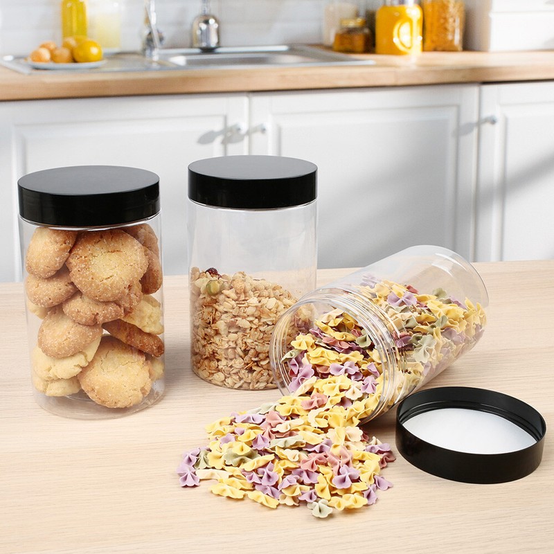 6 PACK 27oz Clear Plastic Jars with Screw On Lids Empty Food Storage Containers gallery