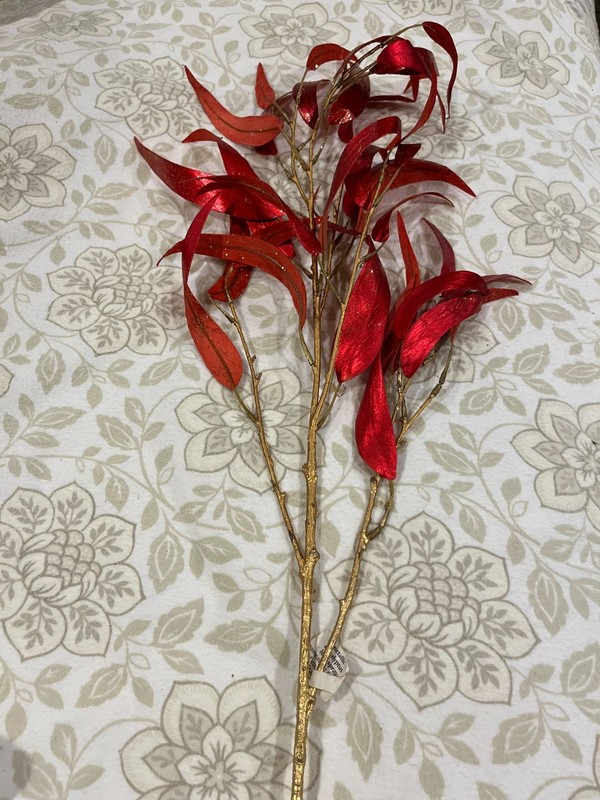 Red Metallic Eucalyptus Leaf Spray Stems – Approximately 32” Faux Flower Stem gallery