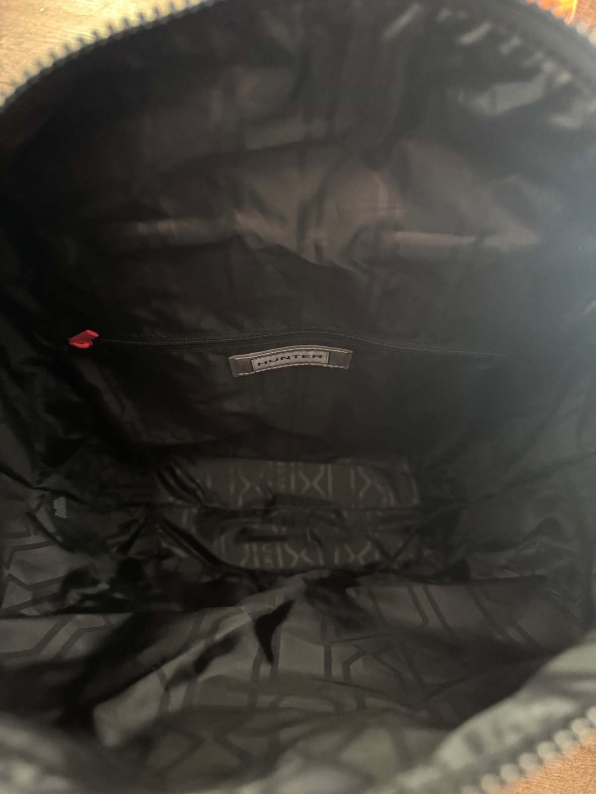 HUNTER Top Clip Backpack Smooth Black with Red Zipper 4