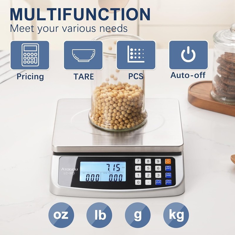 Bascula comercial para comida 66/110lb acero inoxidable 1g calculo precio LC300 gallery