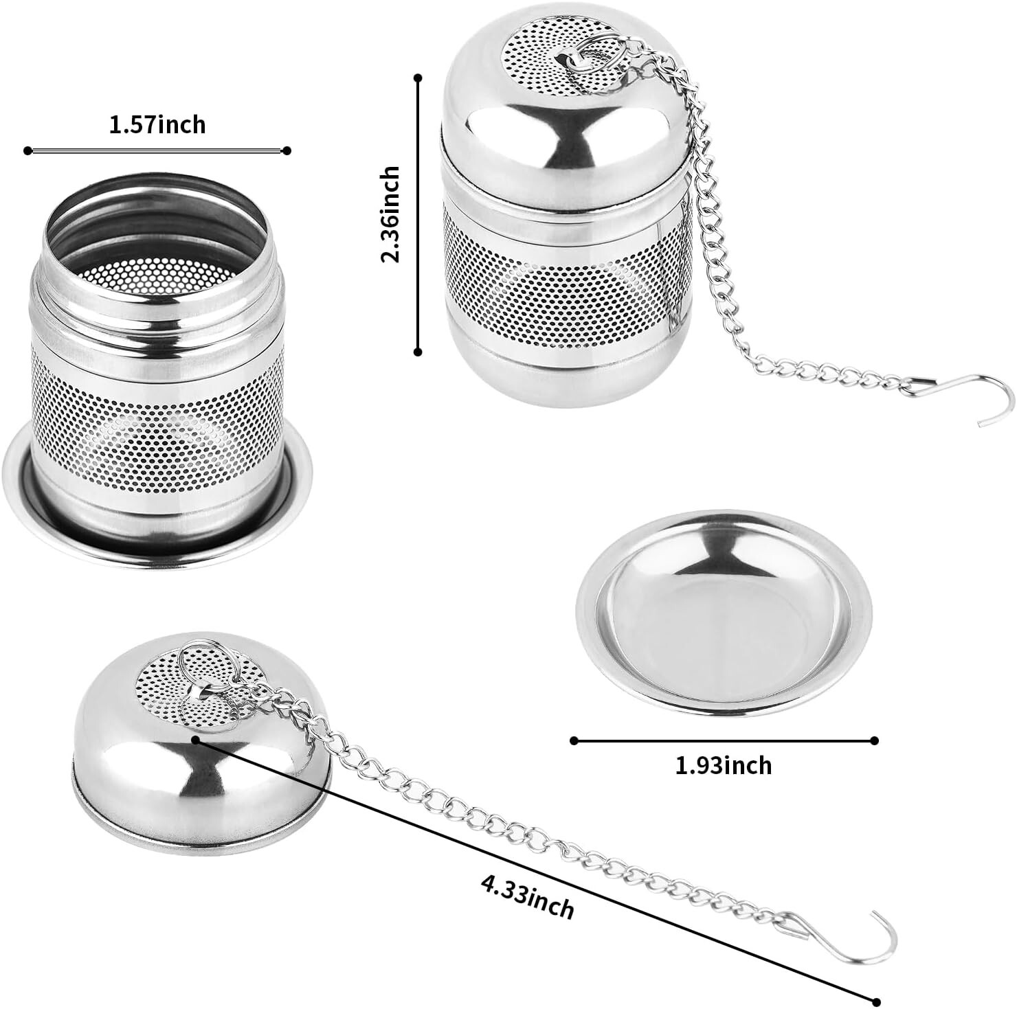 2 Pcs Stainless Steel Tea Infuser Strainers for Loose Tea Mesh Tea Ball Holder gallery