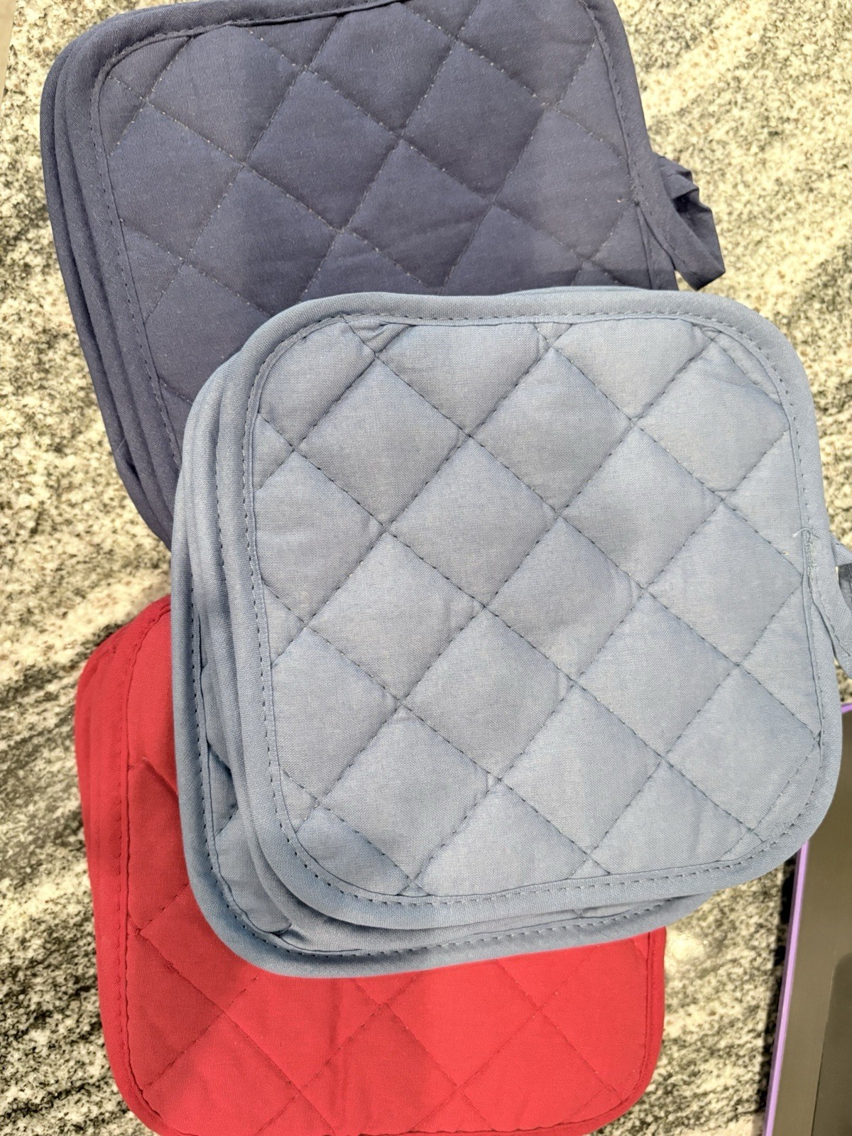 Home Collection Hot pads-8 red, 8 navy blue and 4 slate blue gallery
