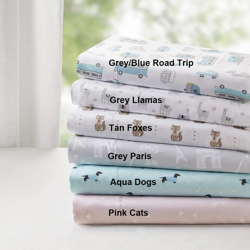 Intelligent Design Microfiber Cozy Bed Sheet Set, Queen, Grey/Blue Road Trip gallery