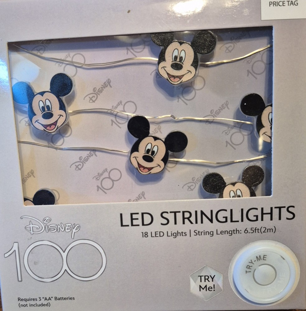 Disney 18 LED String Lights Mickey Mouse Battery Operated (NEW) 100 Years