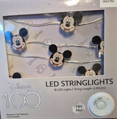 Disney 18 LED String Lights Mickey Mouse Battery Operated (NEW) 100 Years