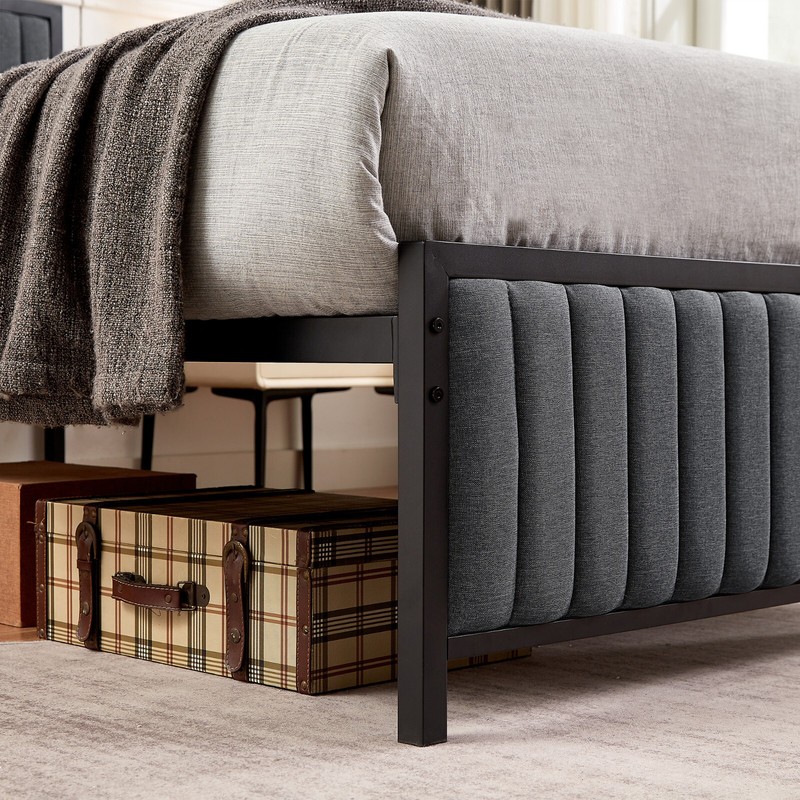 Upholstered Bed Frame Twin Full Queen Size Metal Platform Bed with Headboard New gallery
