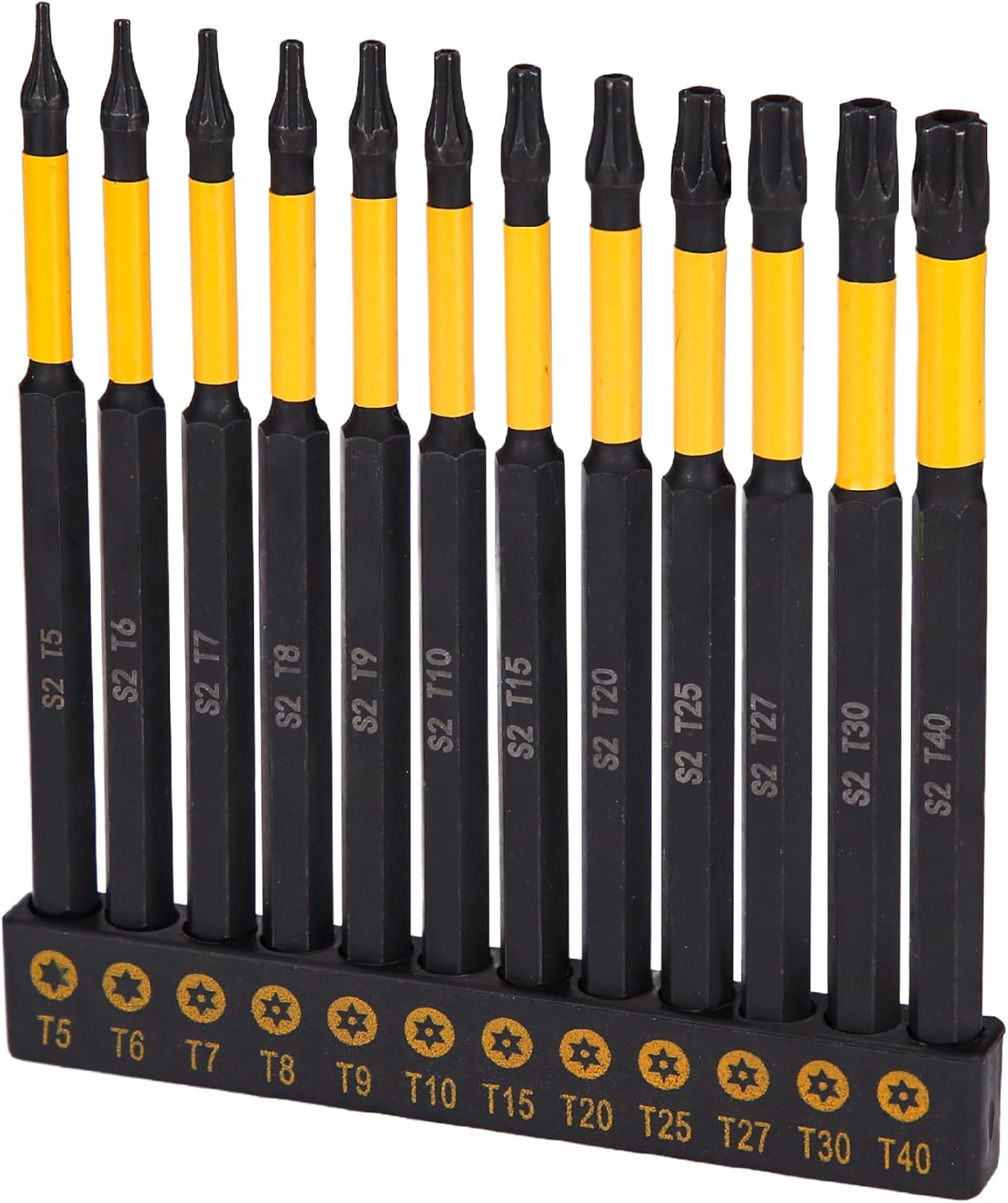 12 Pcs 4 Inch Long, Impact Security Torx Bit Set, 1/4" Drive Hex Shank T5-T40 gallery