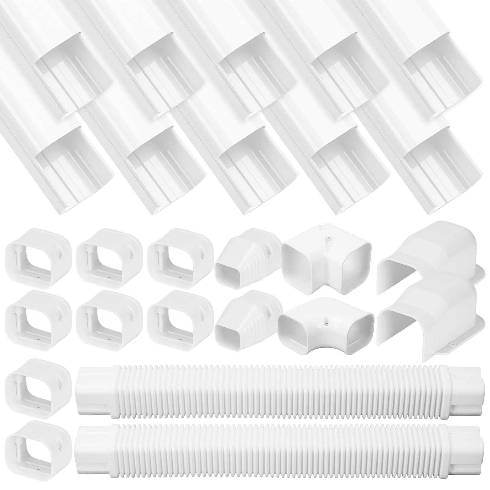 3" W 20Ft L Mini Split Line Set Cover Kit Air Conditioners Decorative PVC Sli... gallery
