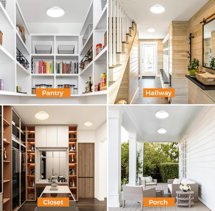Slochi 2Pack Motion Sensor Ceiling Light Wired, 3000K/4000K/6500K Motion Sensor gallery