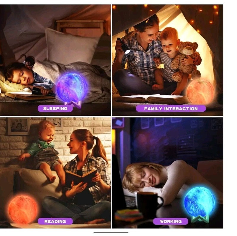 3D Printing Moon Galaxy Lamp Moonlight Touch Color Changing With Cute Gift Box gallery