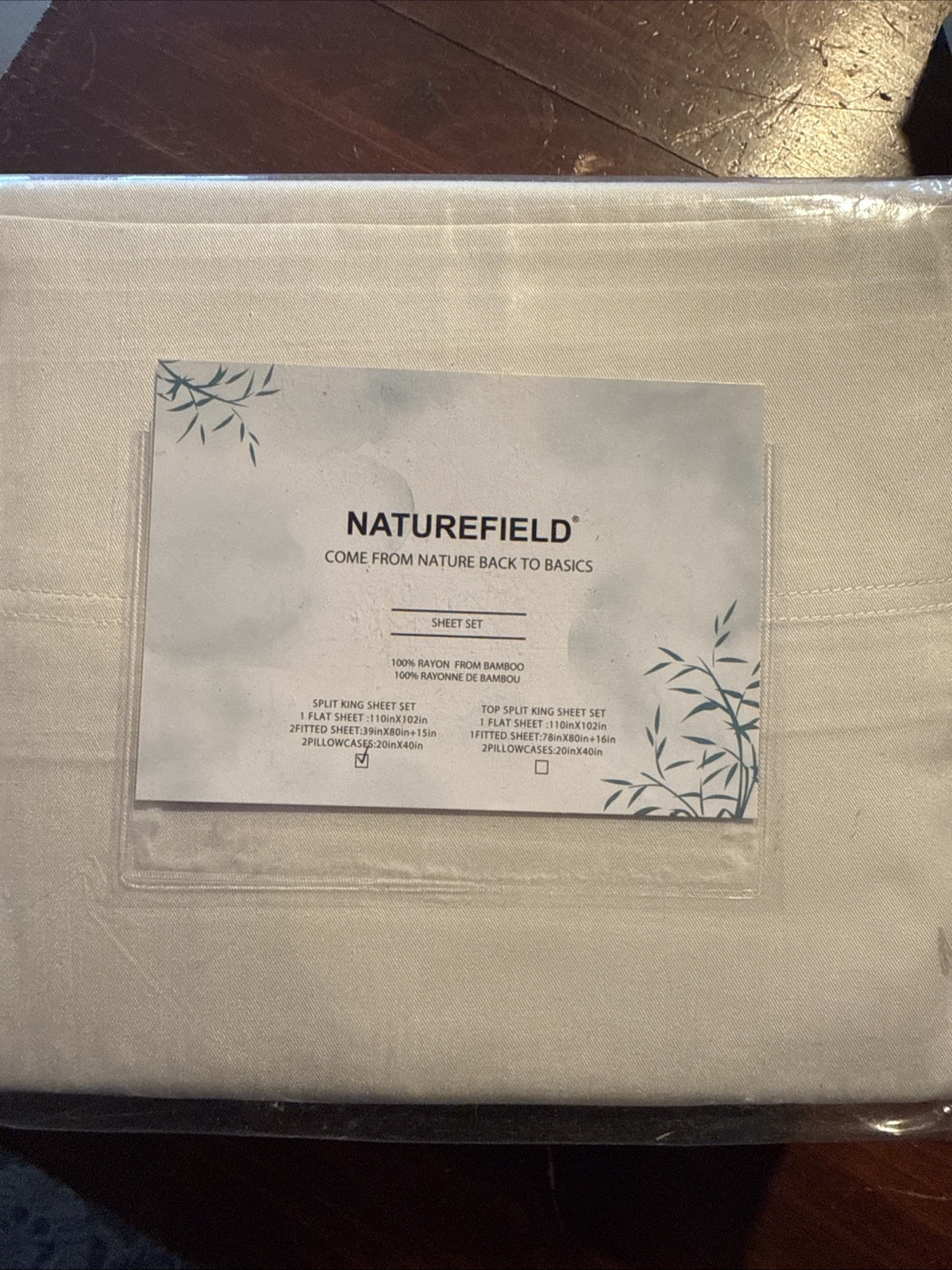 5 Piece Bamboo Split King Sheets Ivory New In Package 100% Rayon From Bamboo gallery