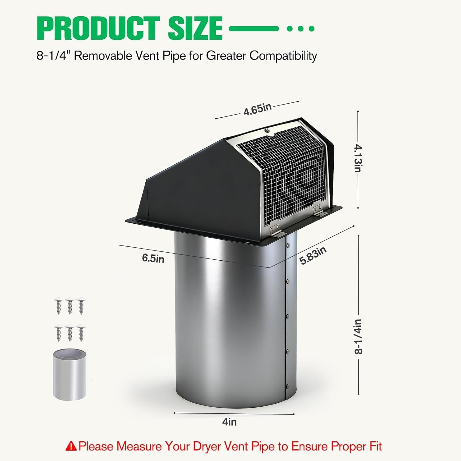 4''-10'' Dryer Vent Cover Outside Galvanized Steel Wall Vent w/ Damper White gallery