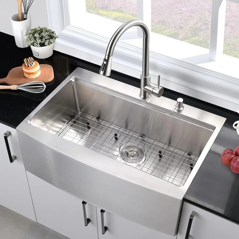33" Multifunctional Workstation Overmount Kitchen Sink Faucet Combo gallery