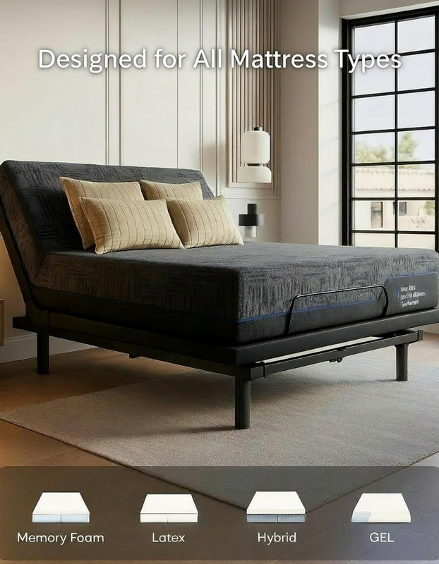 Queen Adjustable Bed Frame with Head & Foot Incline, Wireless Remote, 4 USB Port gallery