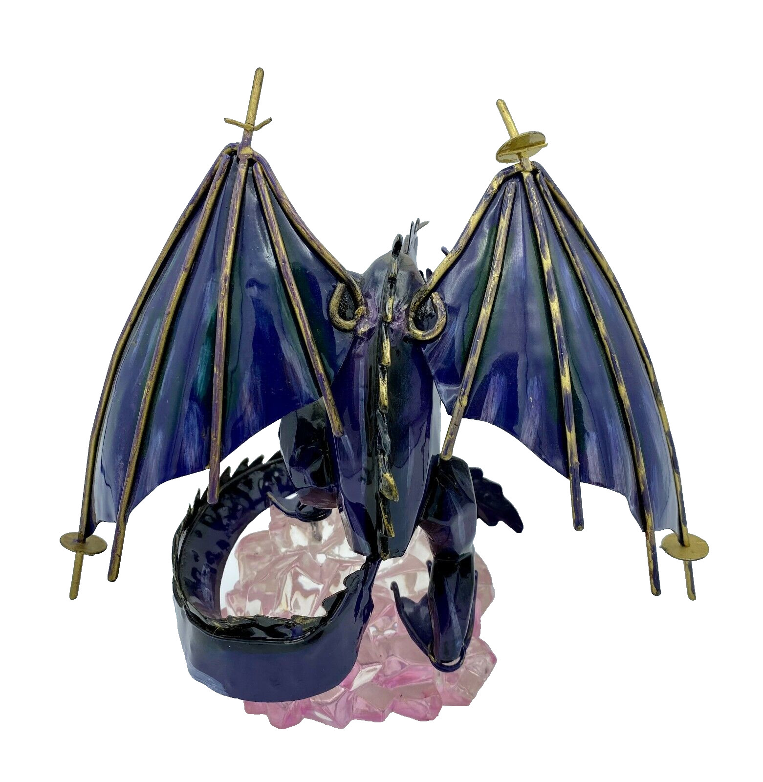 Dragon Figure Statue Purple Gold Fantasy Decor 7” Metal Resin Base Sculpture gallery