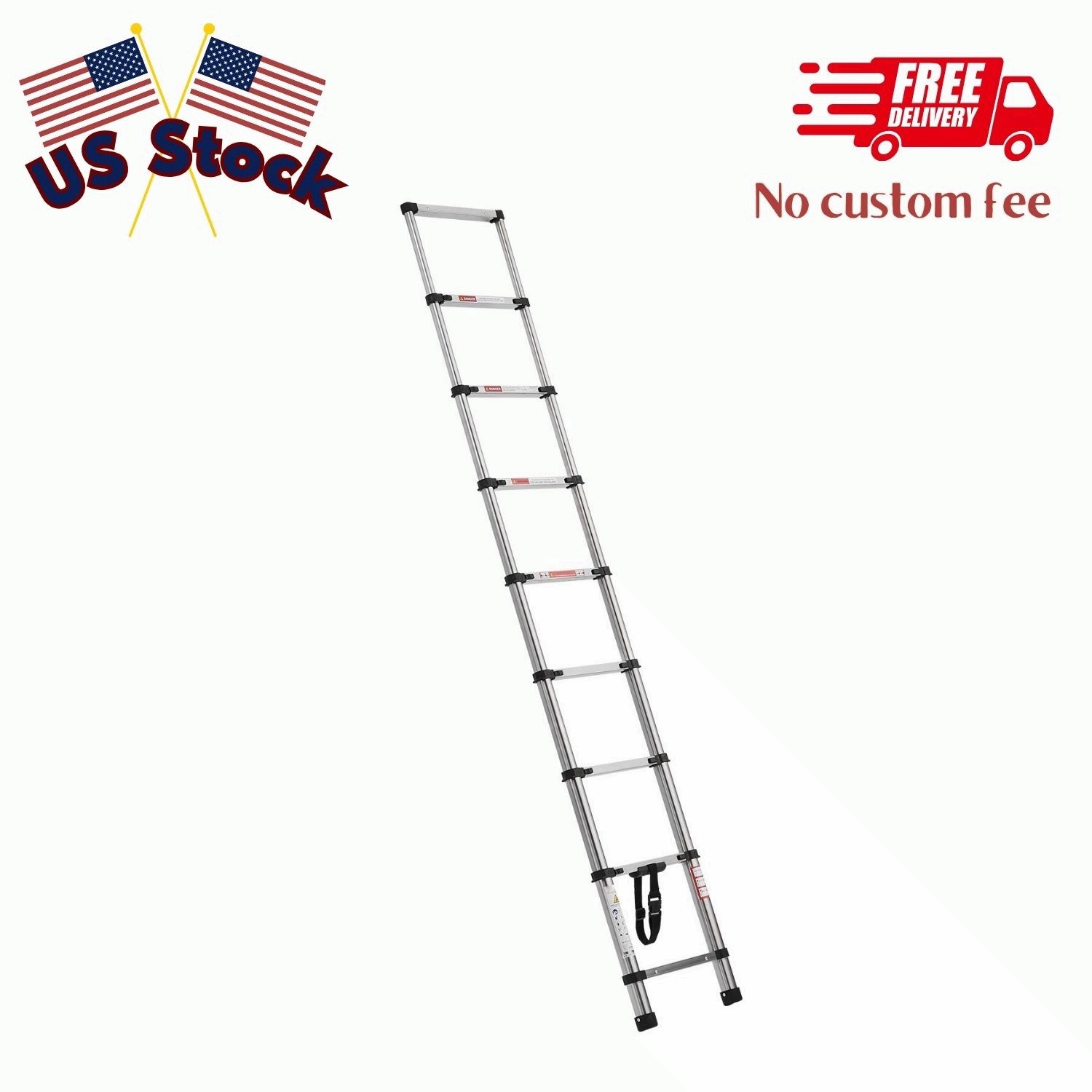 8.5FT Telescoping Extension Ladder 330LB Portable 9-Step Ladder gallery