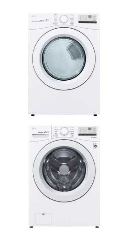 LG WM3400CW-DLE3400W 27" Front Load Smart White Washer / Dryer Set gallery