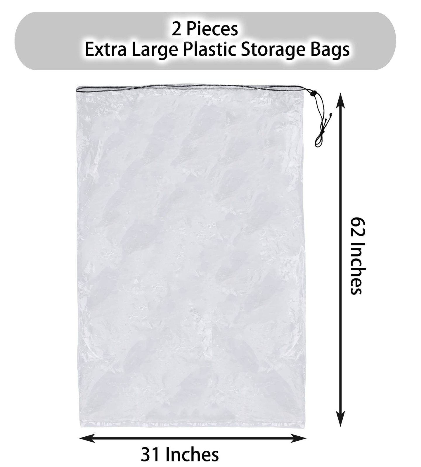 2 Pack Golf Bag Cover, 31x62 inches Extra Large Clear Drawstring Dust Covers ... gallery