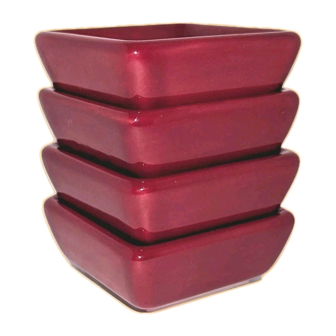 Pampered Chef Simple Additions Sauce Dip Bowls Cranberry Red 4 Petite Squares A+ gallery