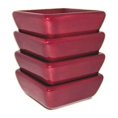 Pampered Chef Simple Additions Sauce Dip Bowls Cranberry Red 4 Petite Squares A+