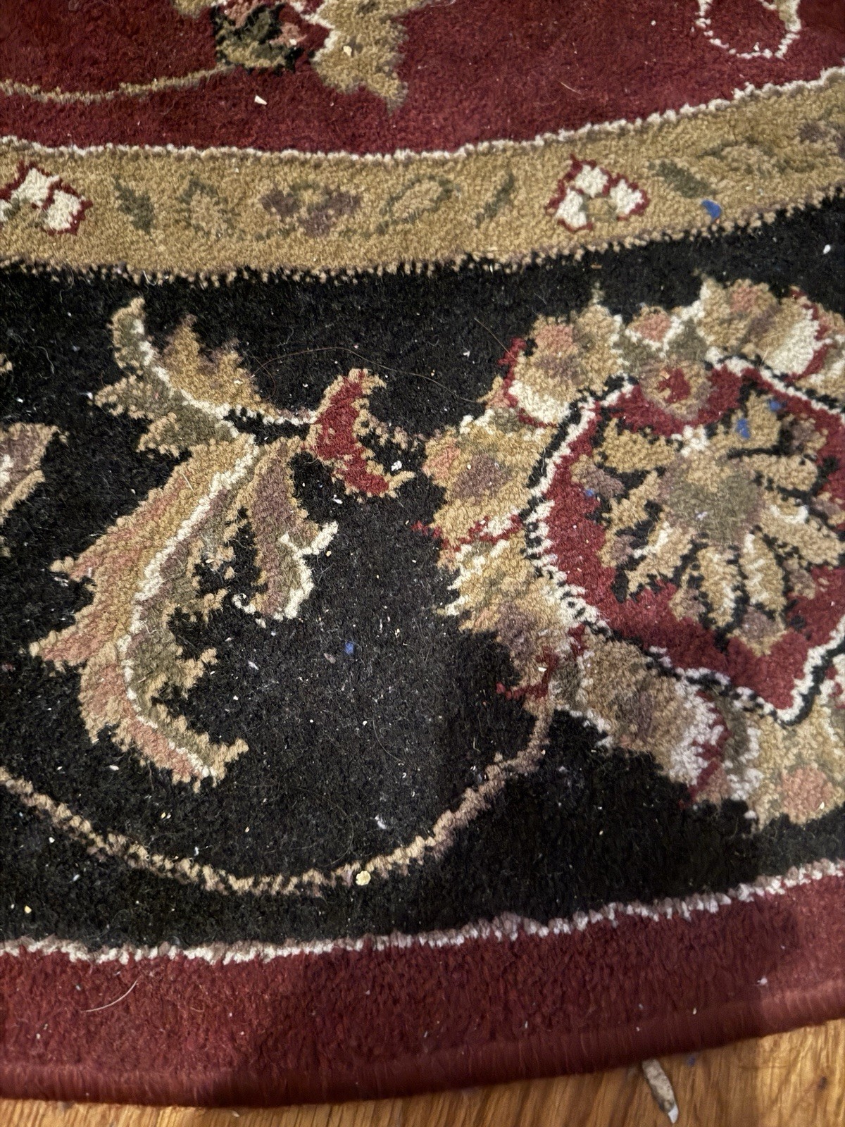 Collection Area Rug 5’ Round, Black Maroon Oriental Traditional gallery