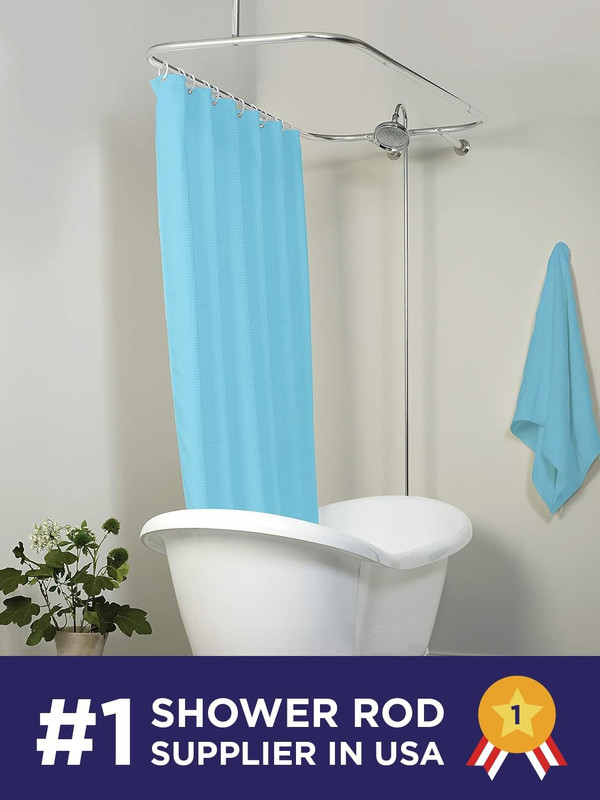 Rustproof round Shower Curtain Rod for Clawfoot Tub with Easy Installation, Oval gallery