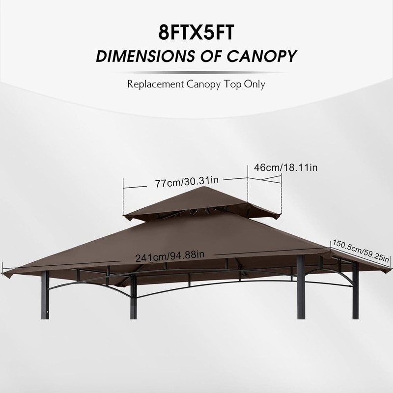 Replacement Canopy Top for Grill Gazebo Alloy Steel Polyester Water Resistant gallery