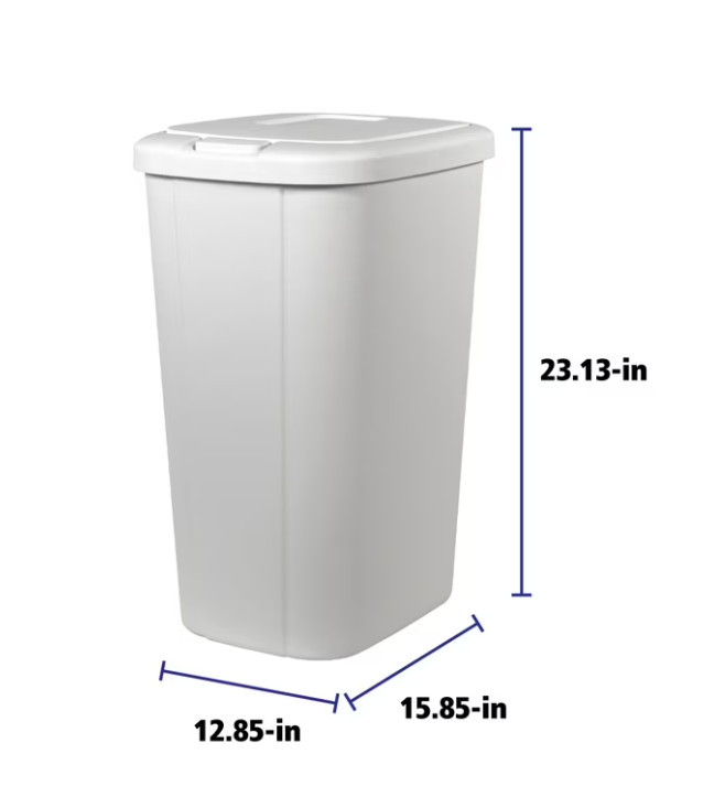 Hefty 13.3 Gallon Kitchen Trash Can with Touch Top Push Button Lid White gallery