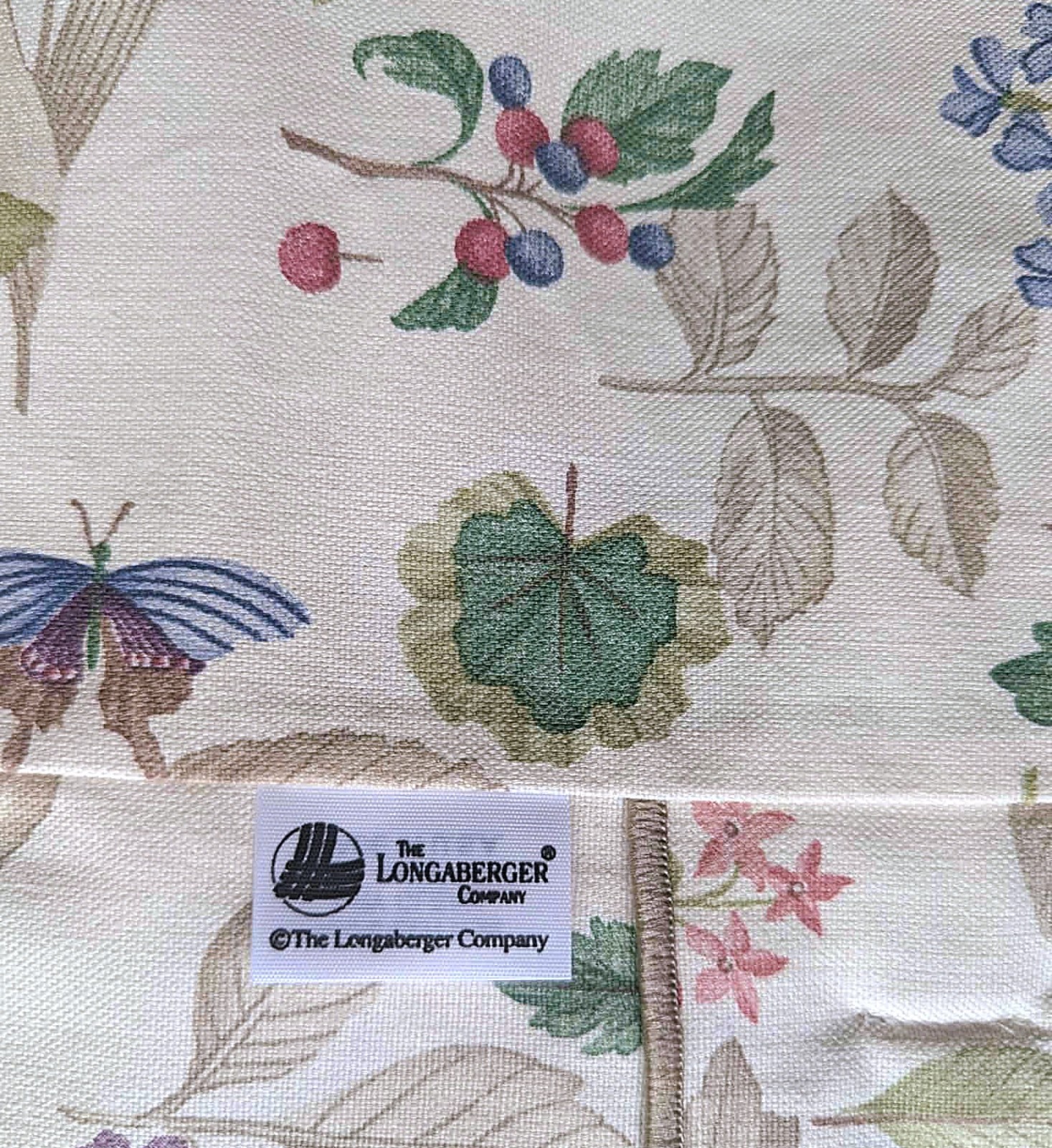 Longaberger Botanical Fields Tab Tie Valence~Floral/Flowers & Butterflies~16x54" gallery