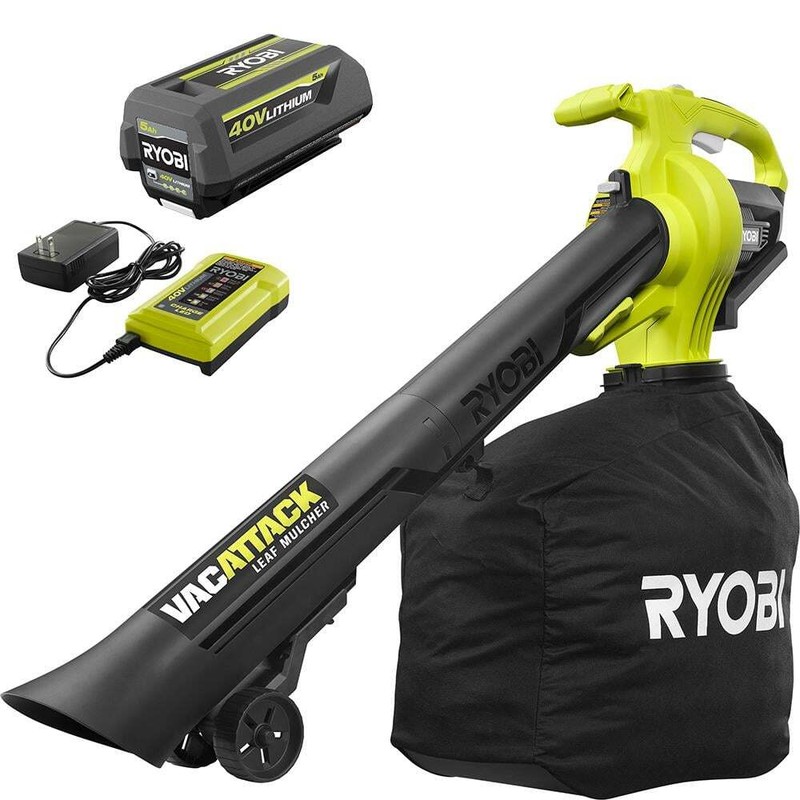 RYOBI Leaf Vacuum/Mulcher 40-Volt Lithium-Ion Cordless Battery/Charger Included gallery