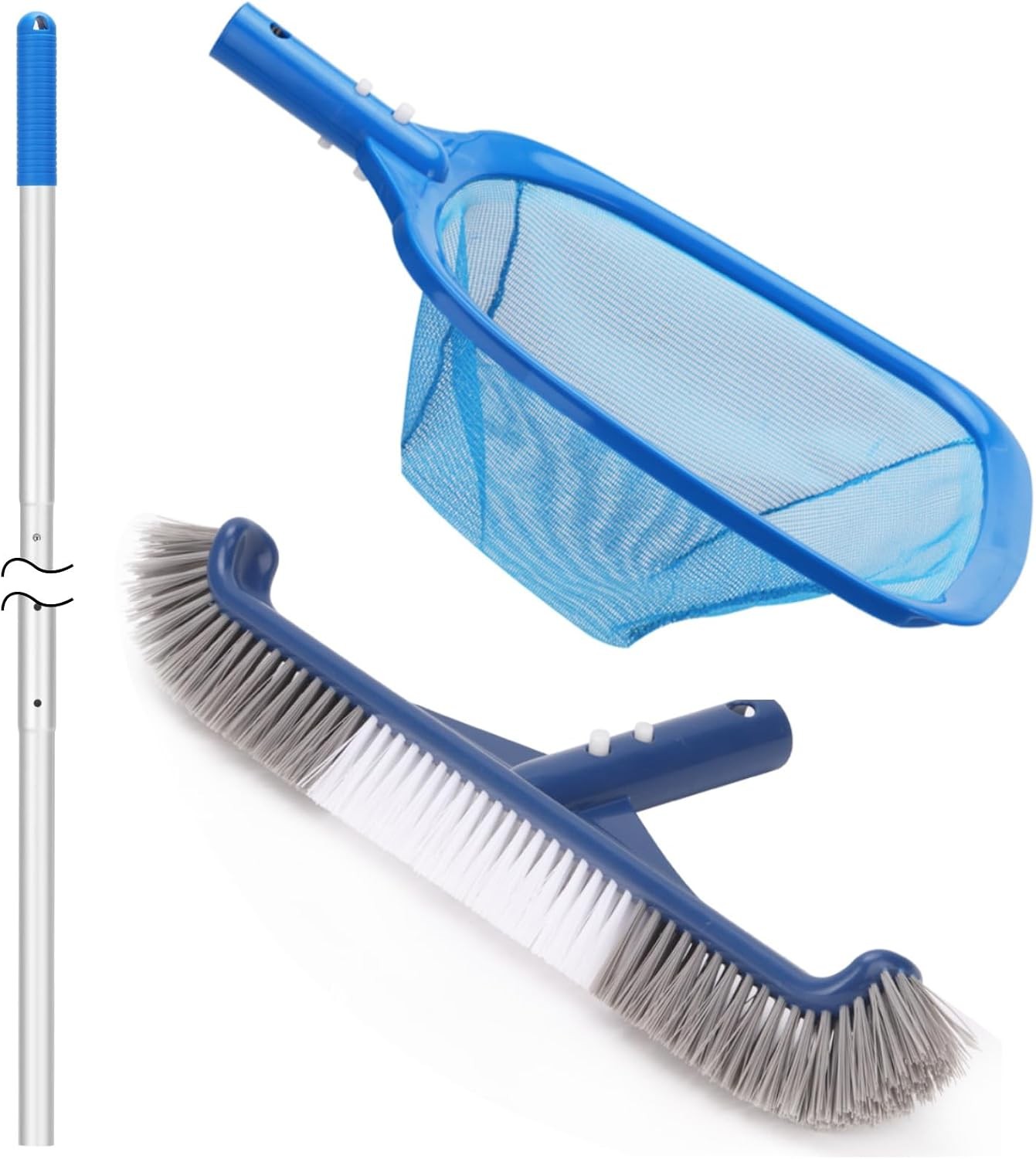 Pool Cleaning Kit with Skimmer Net Brush & Adjustable Pole gallery