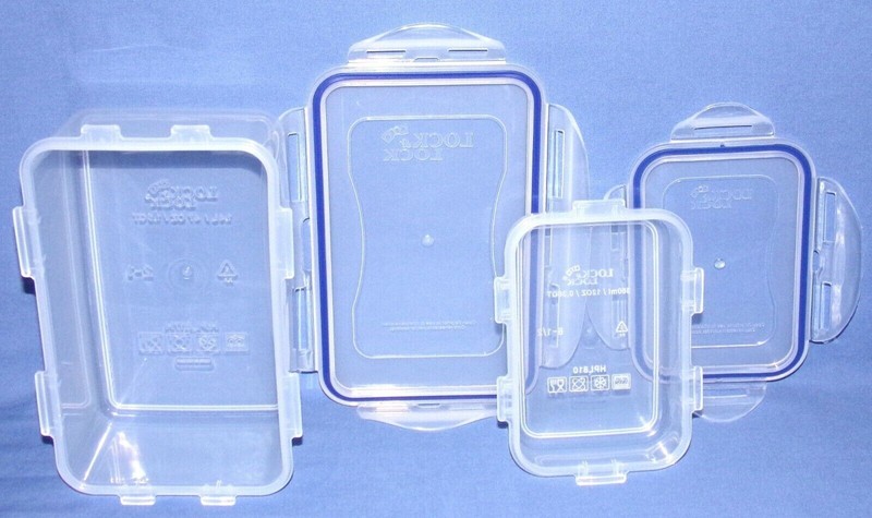 Lock & Lock 5 Containers 152oz w/handle in Lid 47oz 27oz 20oz 12oz Rectangles gallery