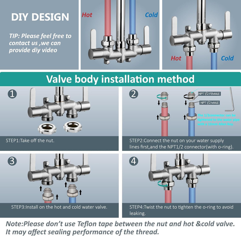 31" Outdoor Shower System Exposed Chrome Brass Mixing Valve 2-Handle Shower Kit gallery