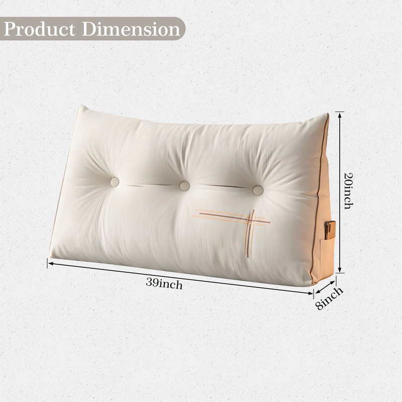 Headboard Pillow Triangular Wedge Bed Backrest Pillow Velvet w/ Removable Cover gallery