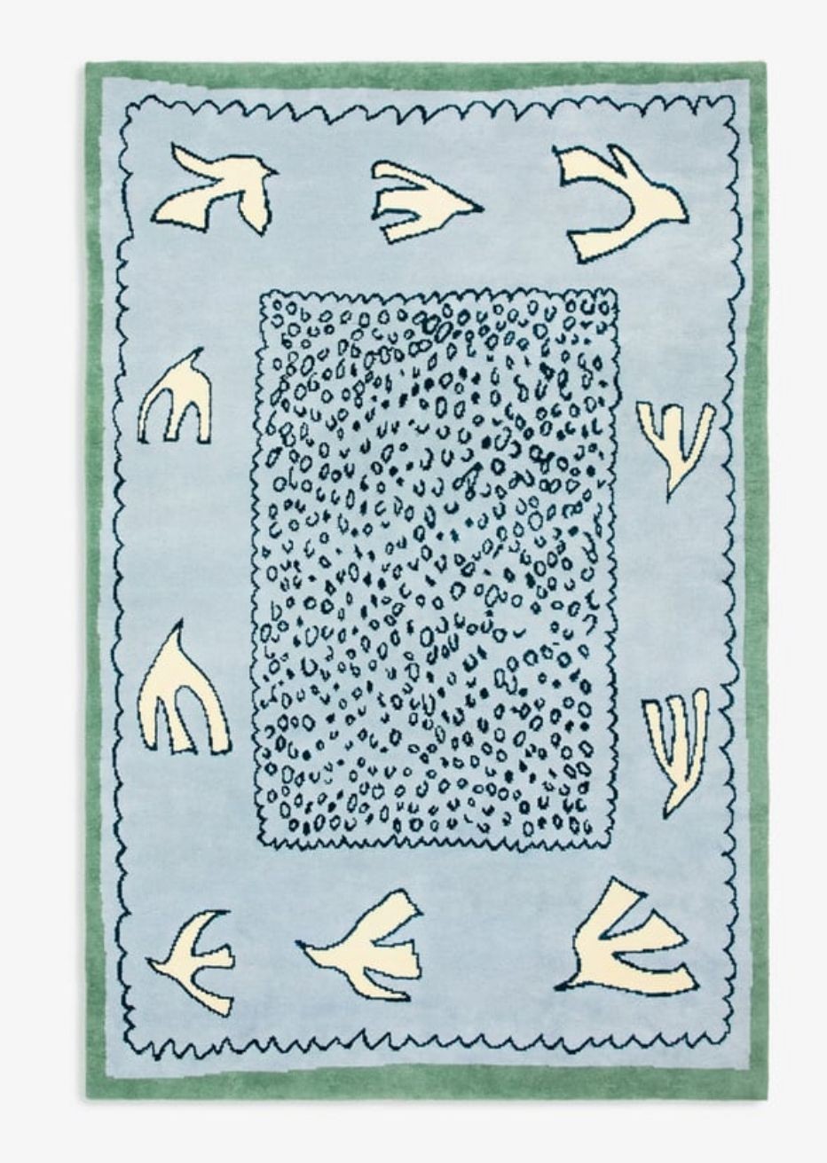 Hand-Tufted Wool Rug | Abstract Animal Print | Pastel Blue & Green Area Rug gallery