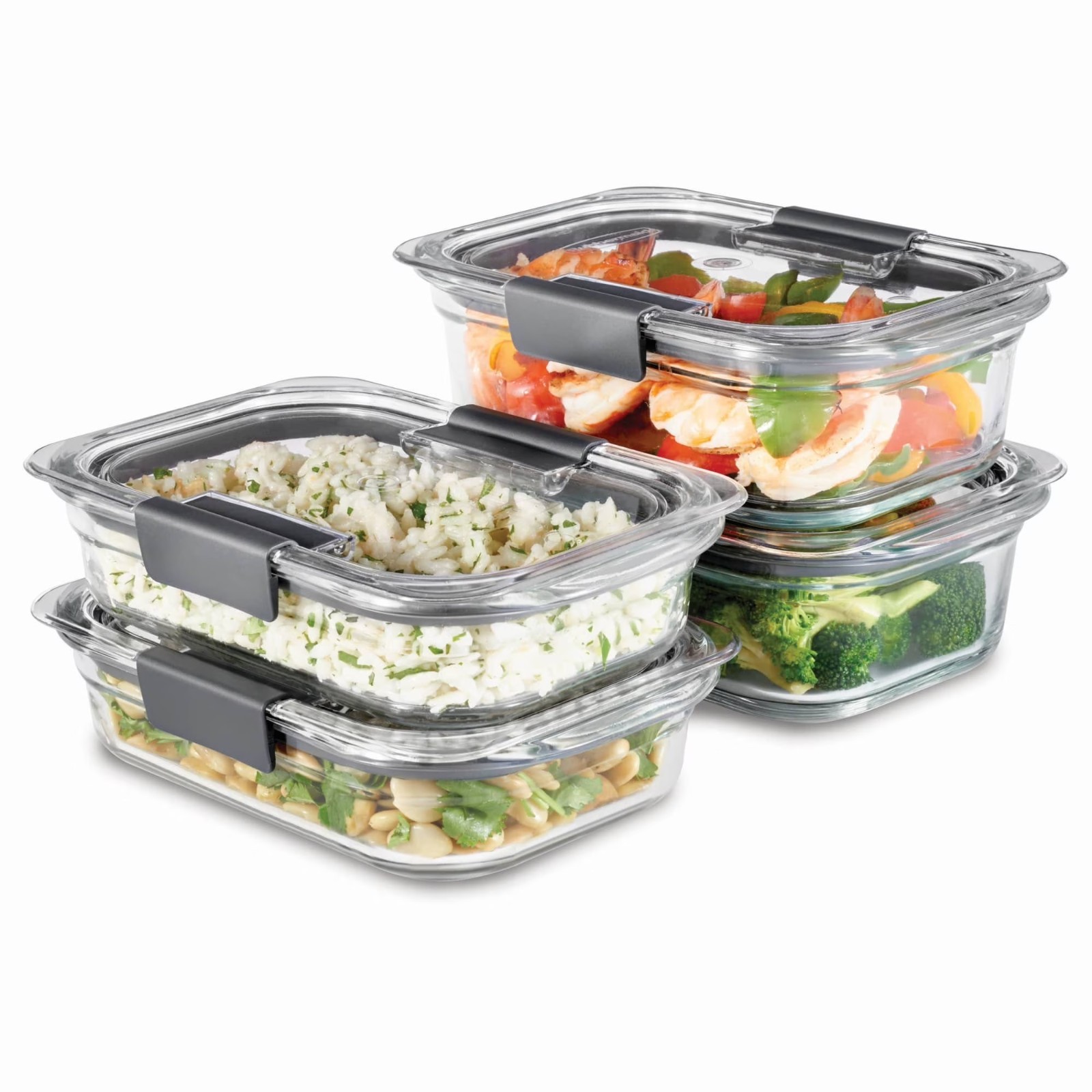 Rubbermaid Brilliance Glass Variety Set of Food Storage Containers Latching Lids gallery