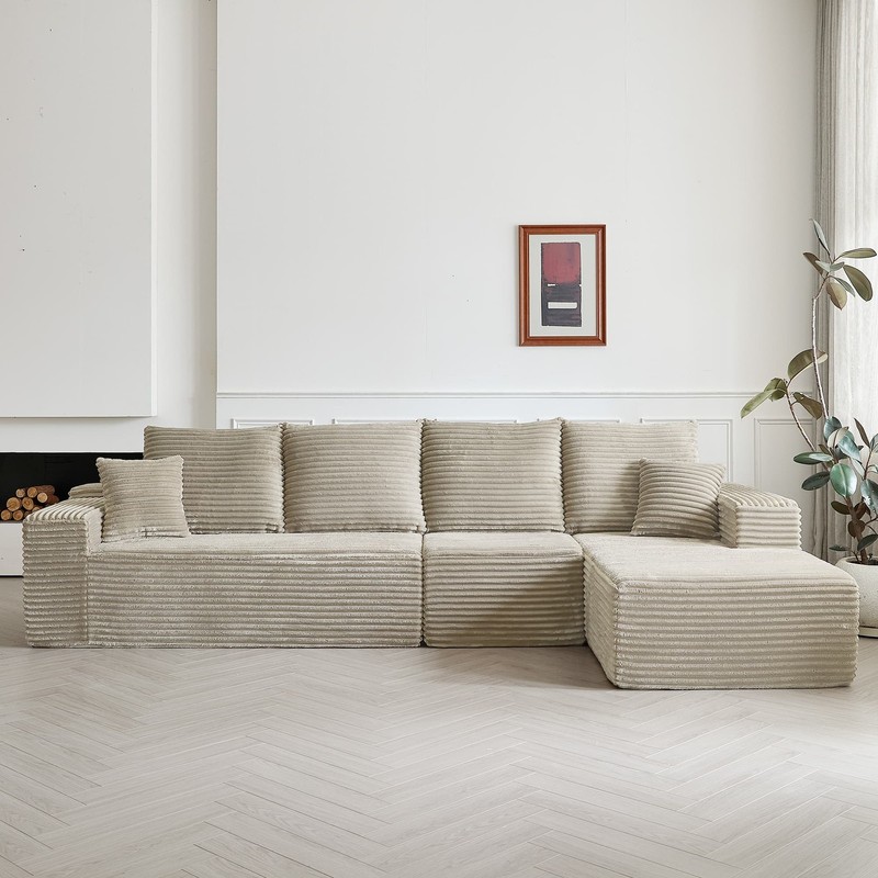 135" L Shape Sectional Cloud Couch with Right Facing Chaise Boneless Plush Sofa gallery