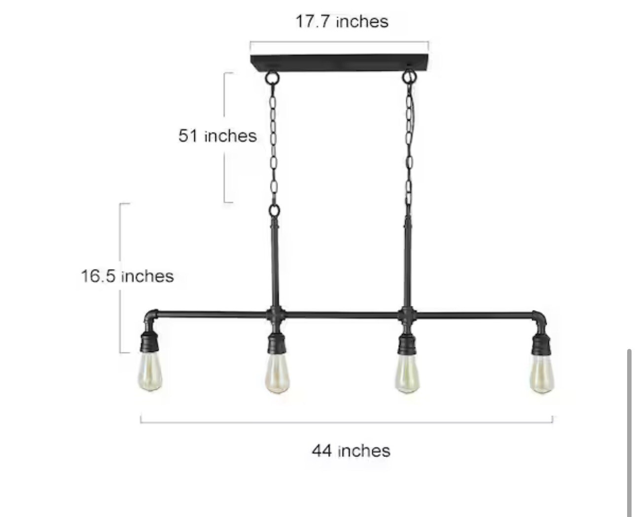 🔥44 in. Large Industrial 4-Light Linear Matte Black Chandelier Kitchen Island gallery