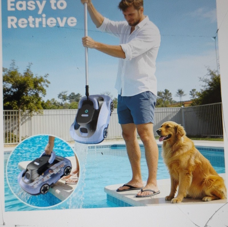 Cordless Robotic Pool Cleaner Blue/Black 180 Min Dual Cleaning 2200 sq ft gallery