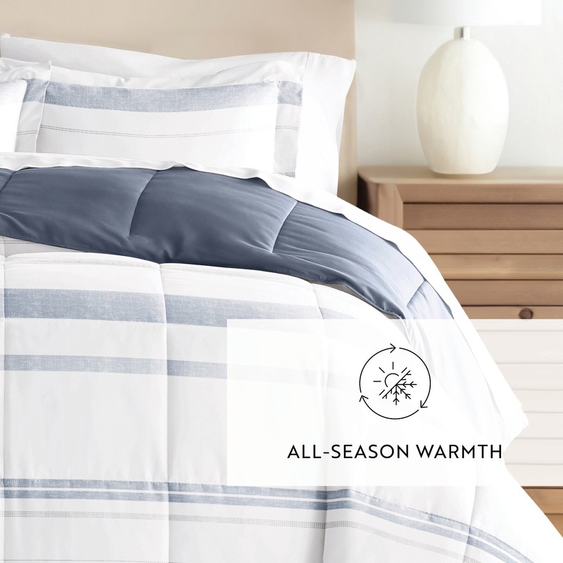 Kaycie Gray Striped Patterned Reversible Comforter gallery