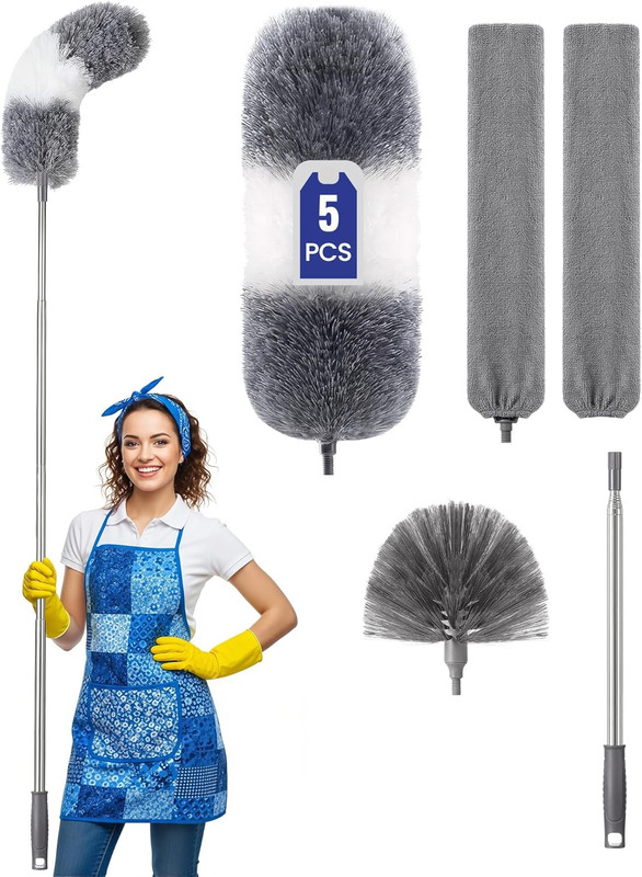 Extra-Long Dusters Kits with Extension Pole, Cobweb Duster, Microfiber Dustin... gallery