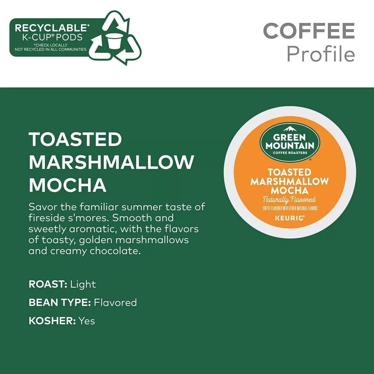 Green Mountain Coffee TOASTED MARSHMALLOW MOCHA Keurig 24 KCups Total JAN 2028 gallery